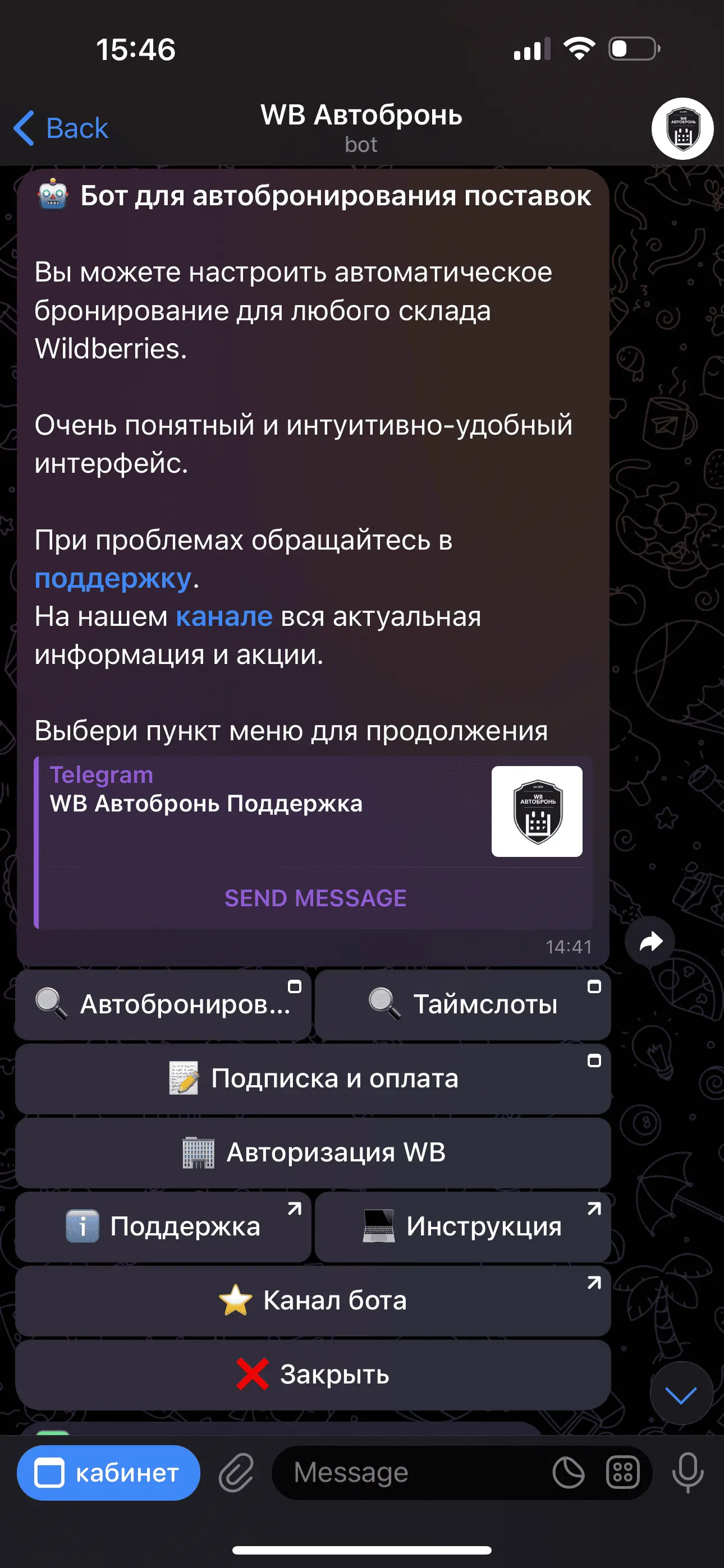 Скриншот интерфейса бота 6